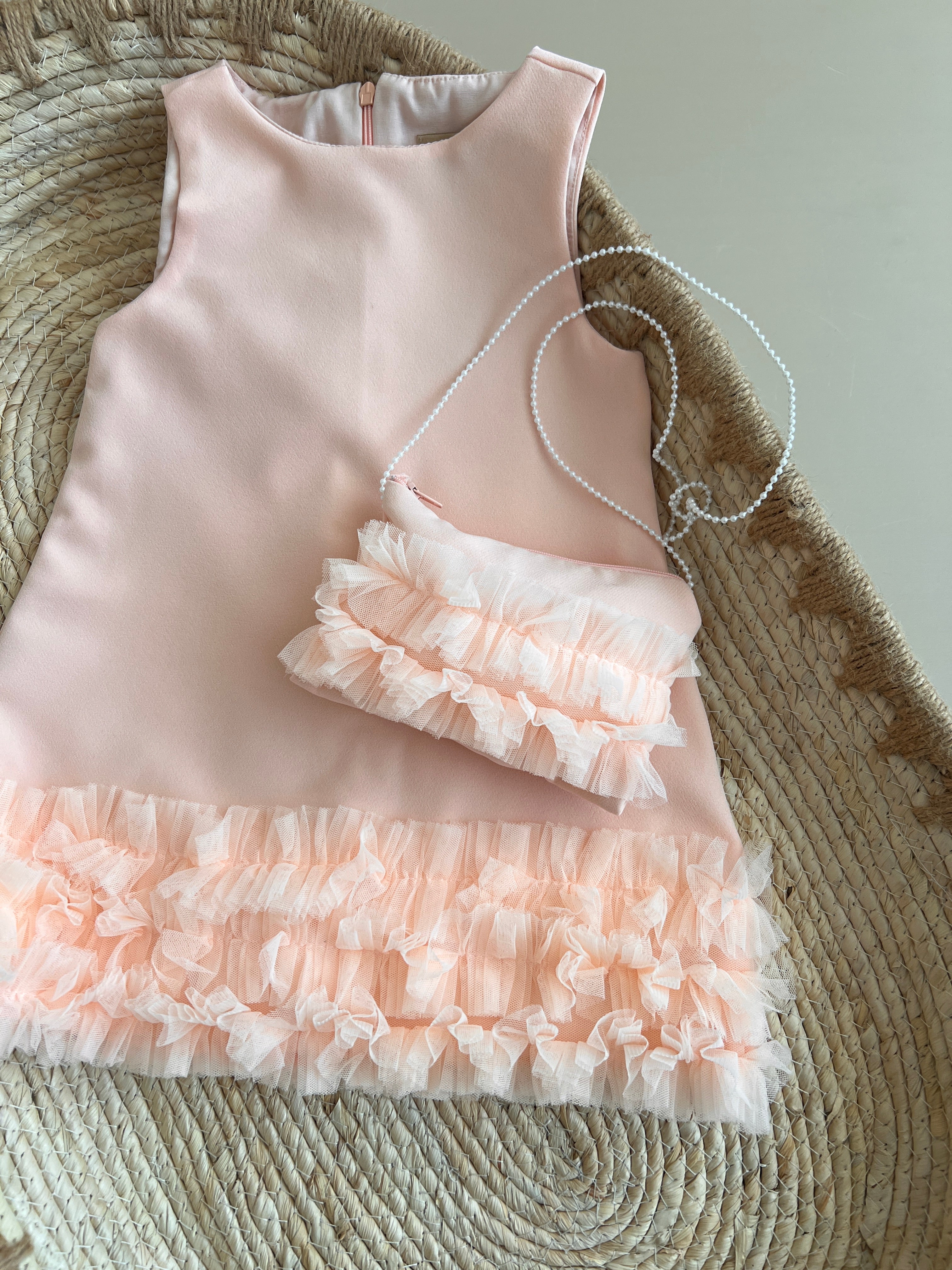 Fustan me Tyl - Peach Pink