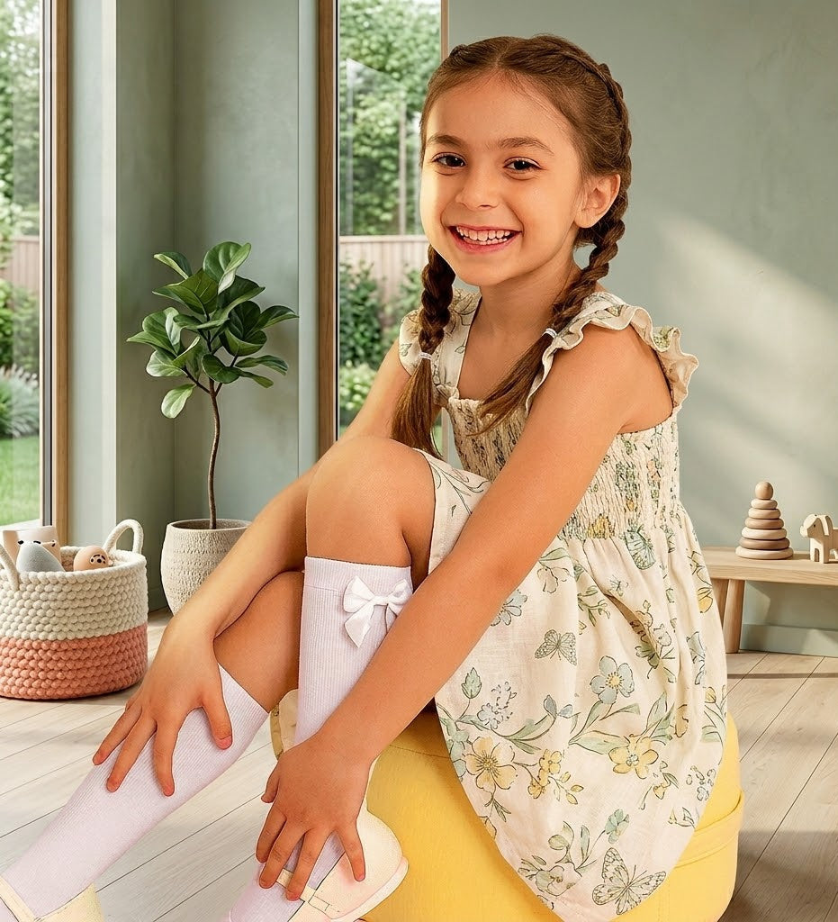 Çorape te Gjata me Fjongo – White Bloom