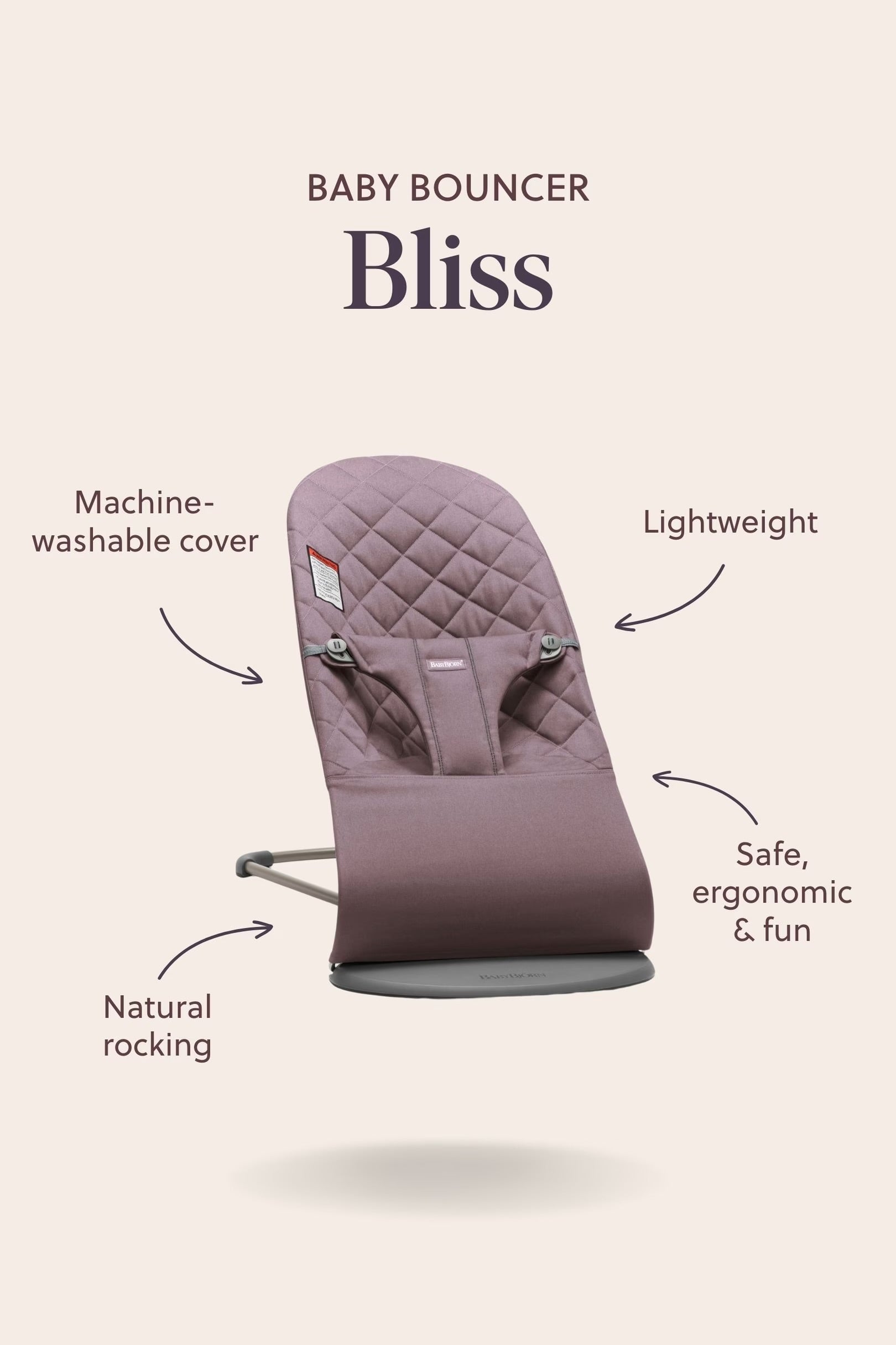 BBJ Bouncer Bliss, Woven Petal Quilt, Light grey