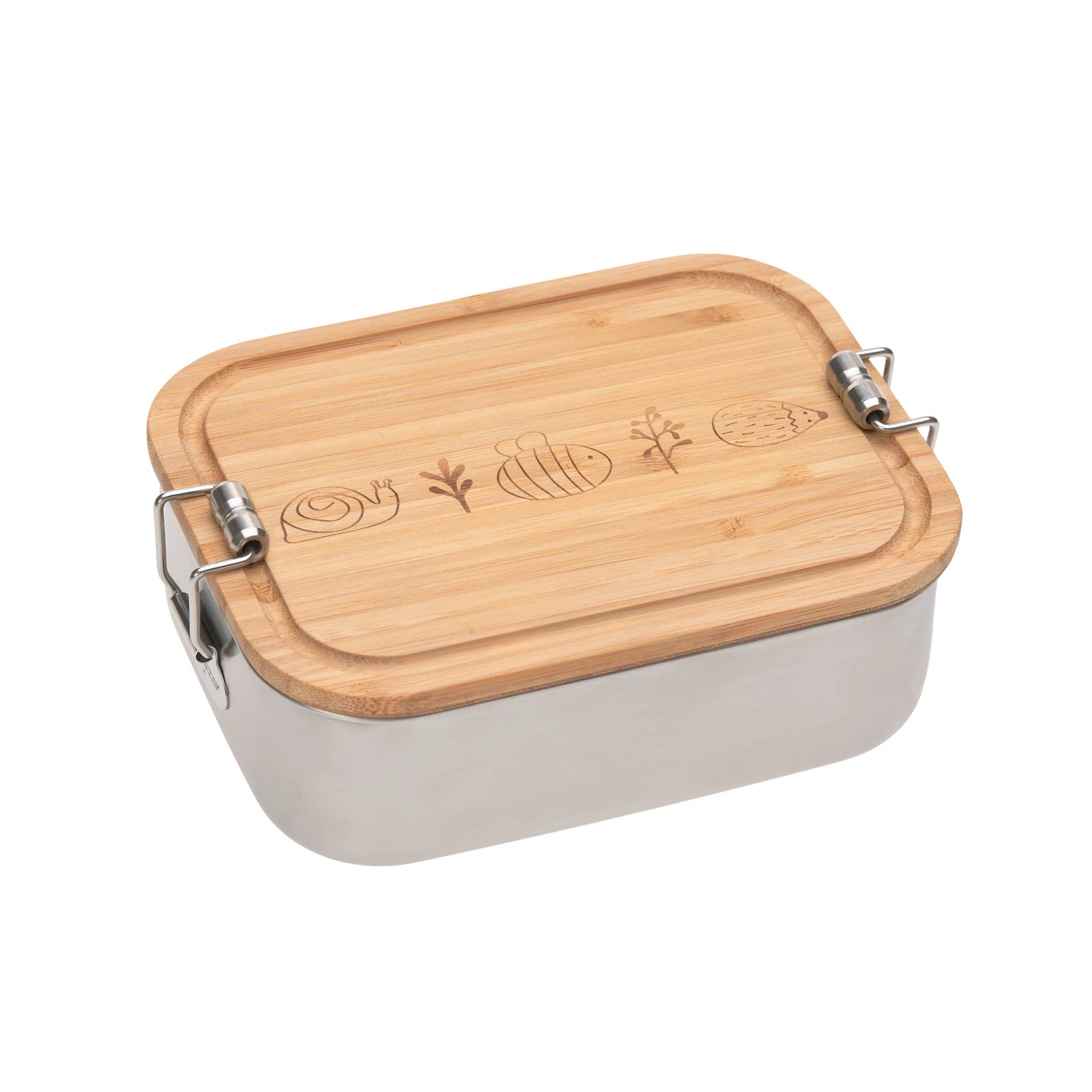 Kuti Ushqimi prej Çeliku Inox me Kapak Bambuje – LÄSSIG Garden Explorer