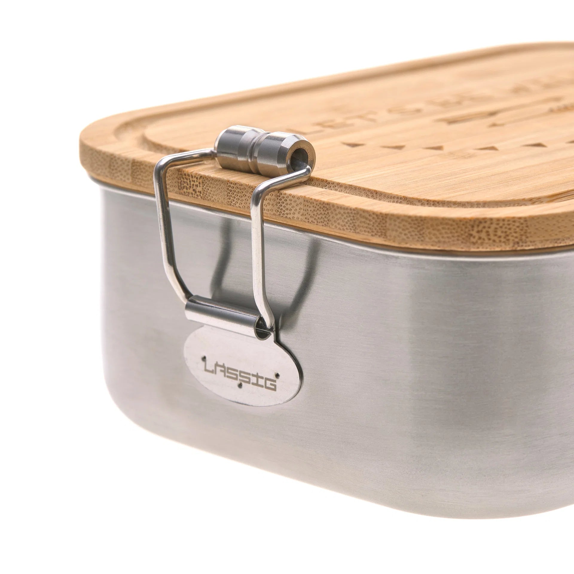 Kuti Ushqimi prej Çeliku Inox me Kapak Bambuje – LÄSSIG Garden Explorer