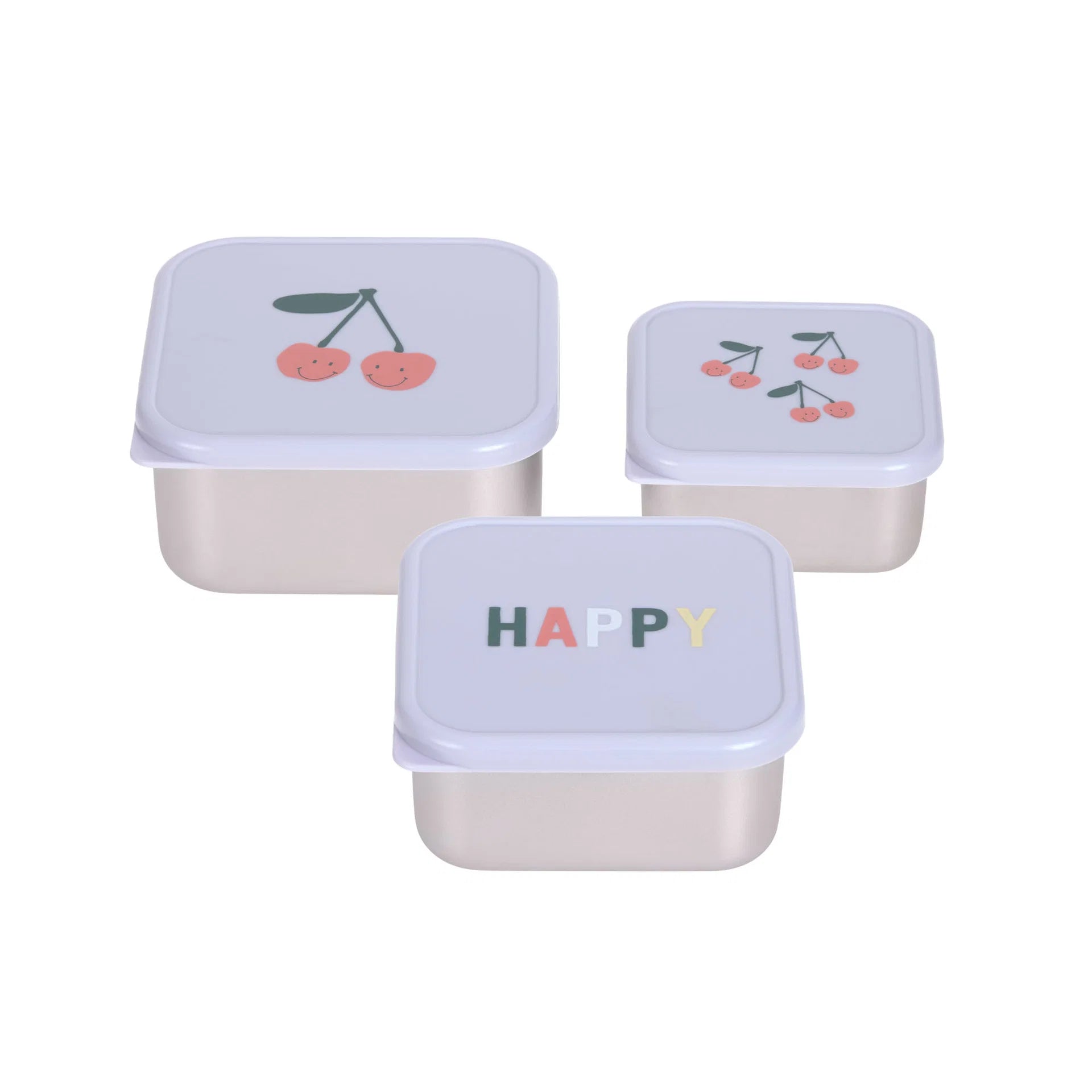 Set me 3 Tasa Ushqimi prej Çeliku Inox "Happy Fruits" - Cherry