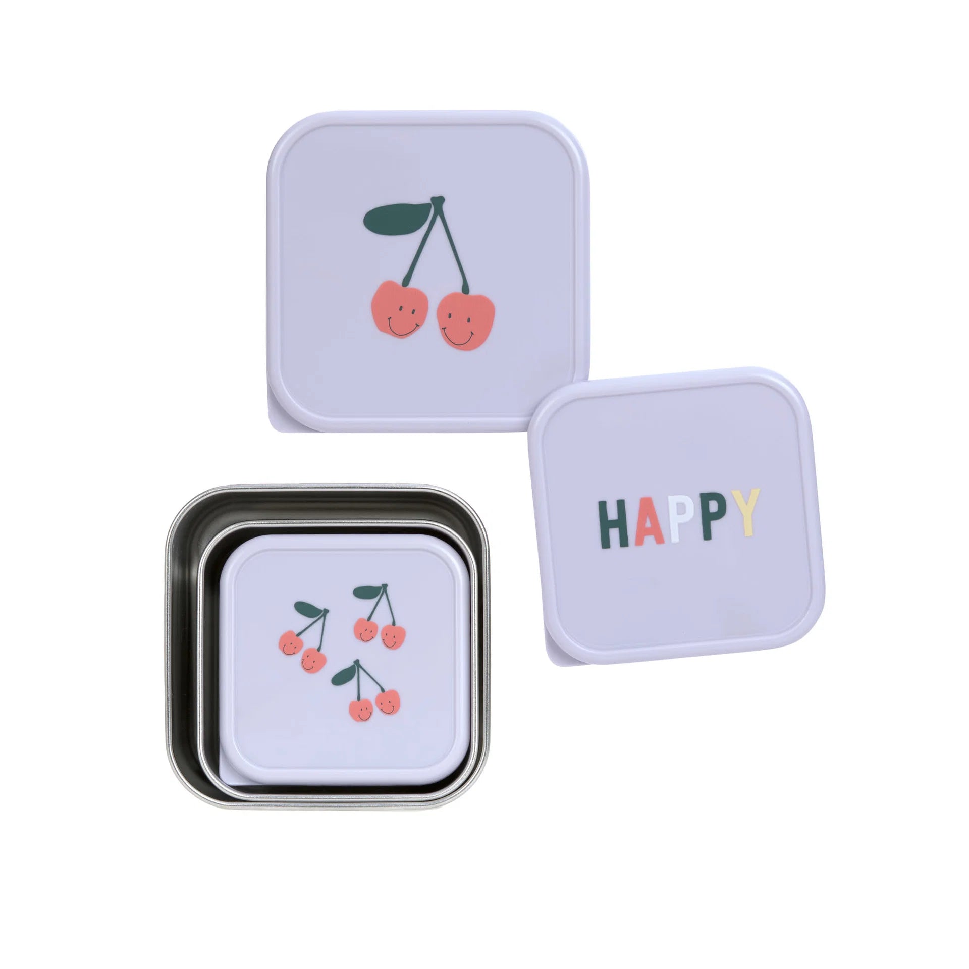 Set me 3 Tasa Ushqimi prej Çeliku Inox "Happy Fruits" - Cherry