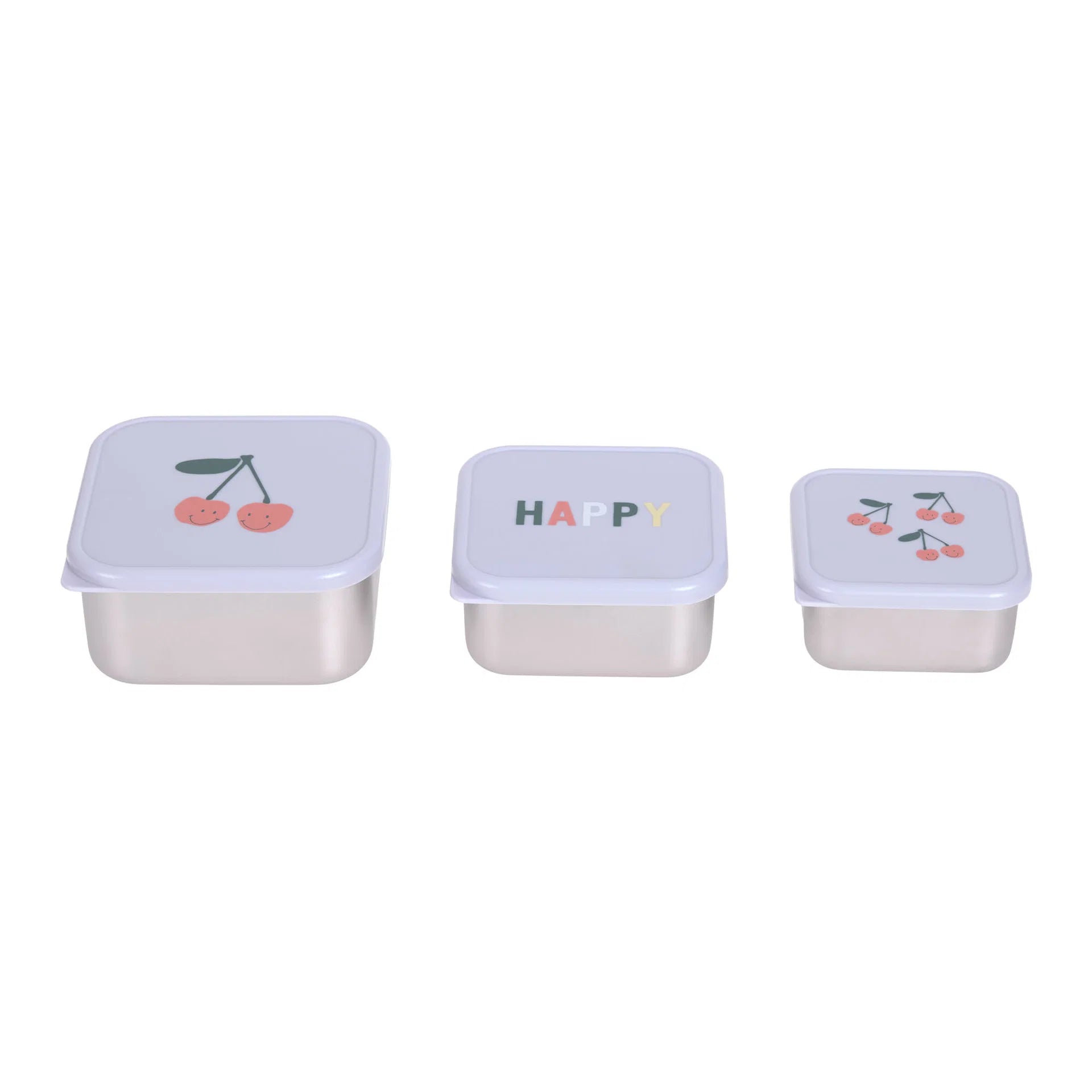 Set me 3 Tasa Ushqimi prej Çeliku Inox "Happy Fruits" - Cherry
