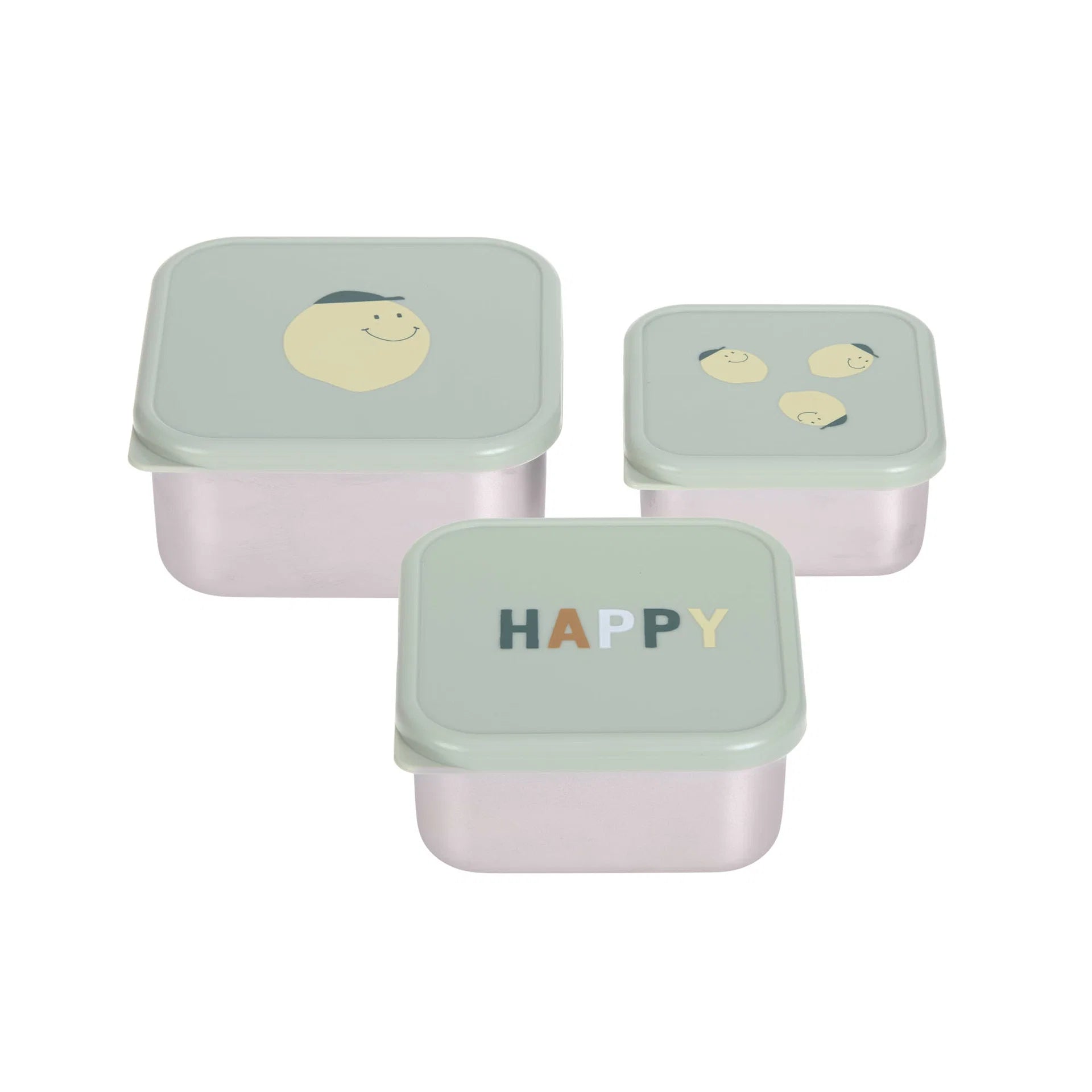 Set me 3 Tasa Ushqimi prej Çeliku Inox "Happy Fruits" - Lemos