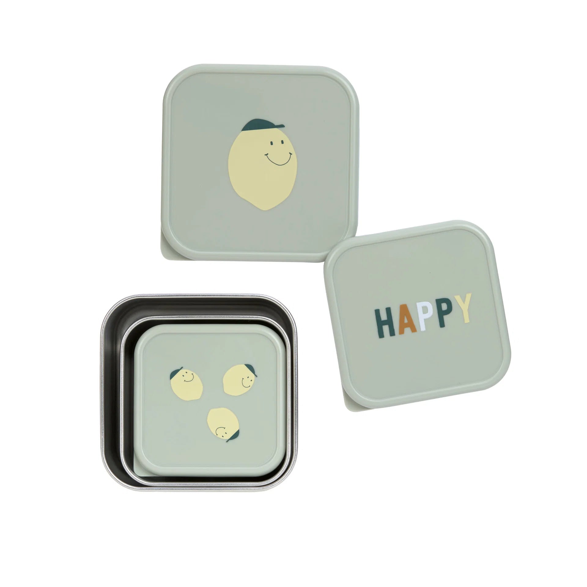 Set me 3 Tasa Ushqimi prej Çeliku Inox "Happy Fruits" - Lemos