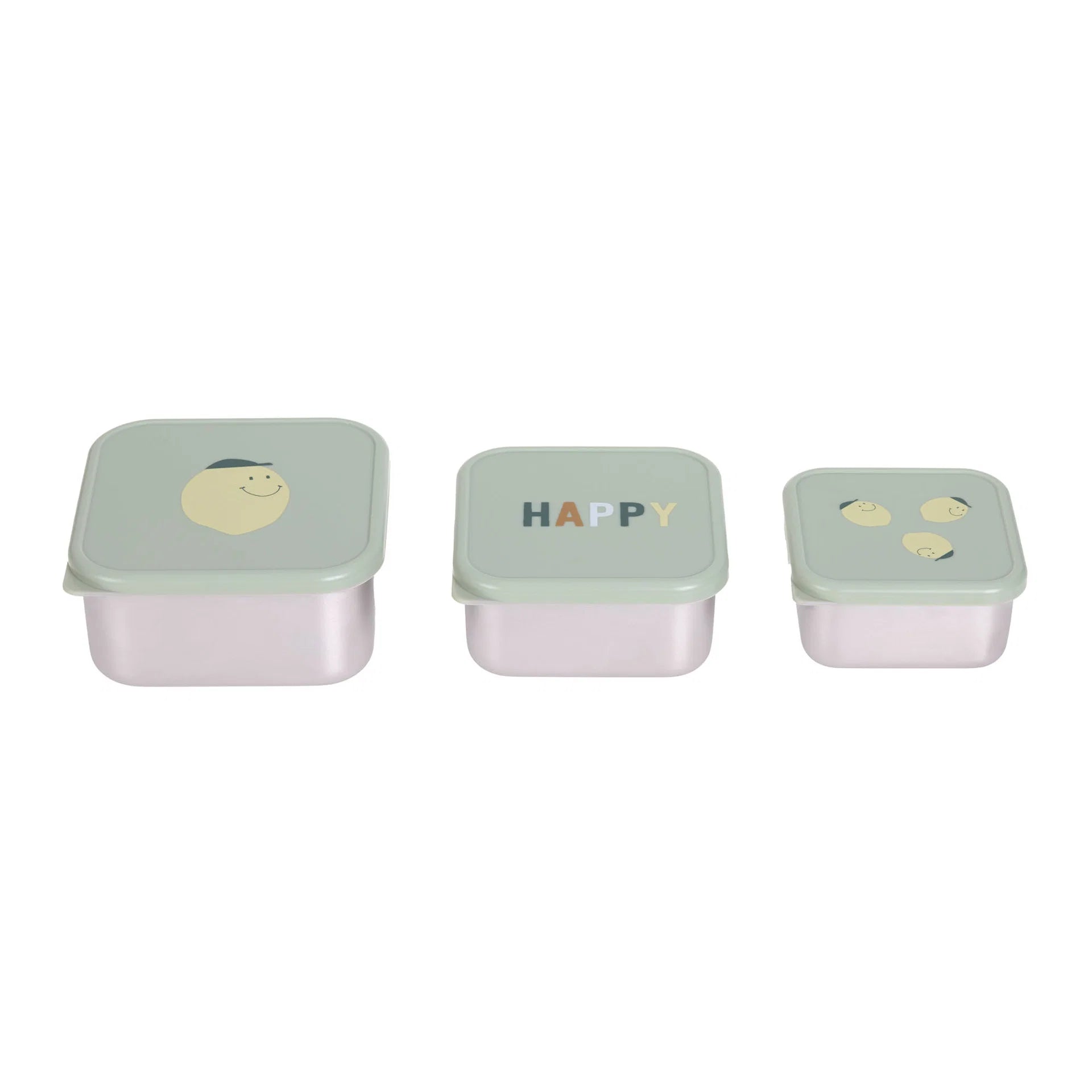 Set me 3 Tasa Ushqimi prej Çeliku Inox "Happy Fruits" - Lemos