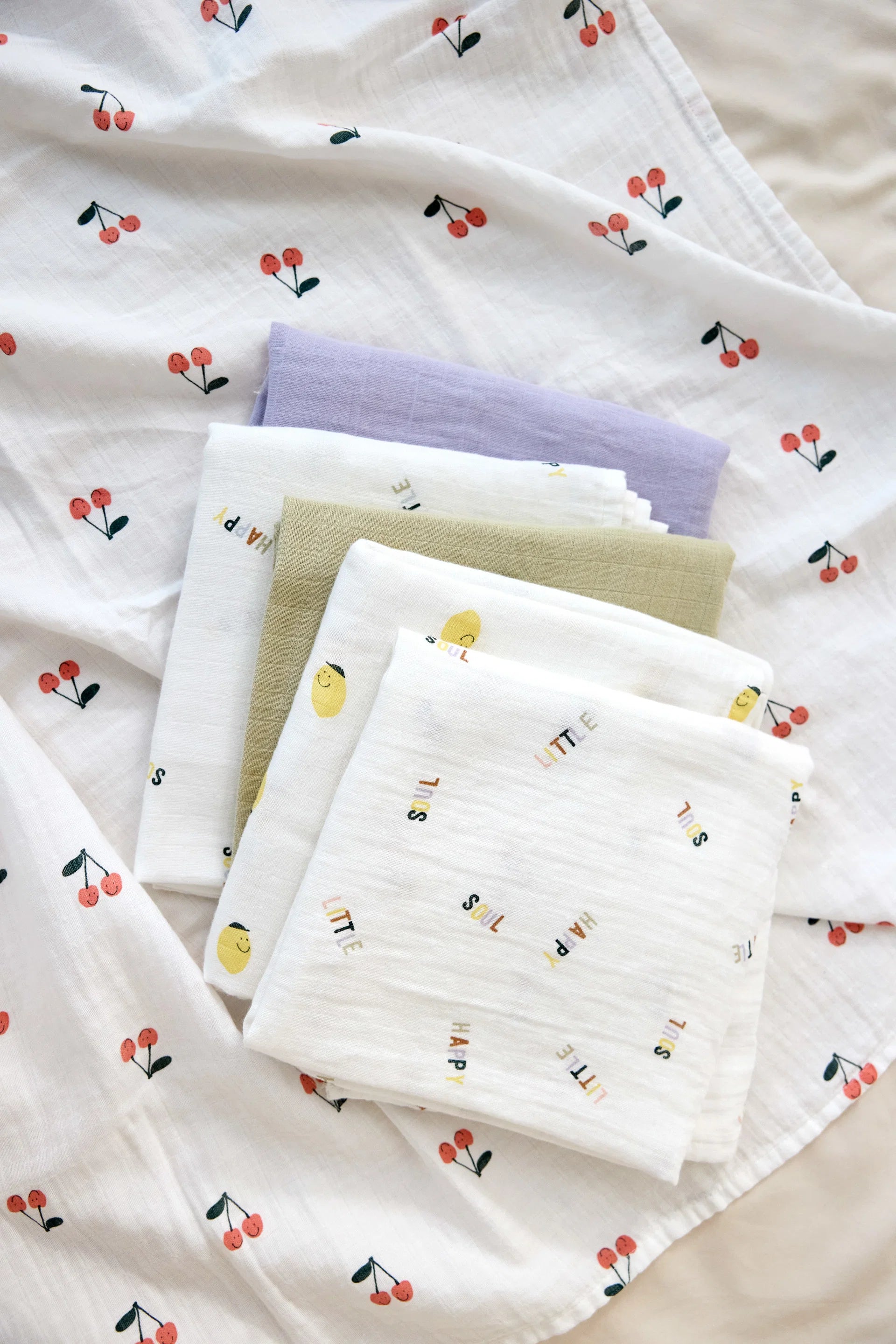 Set me 3 Napa Musline "Swaddle & Burp Blanket L"- Cherry