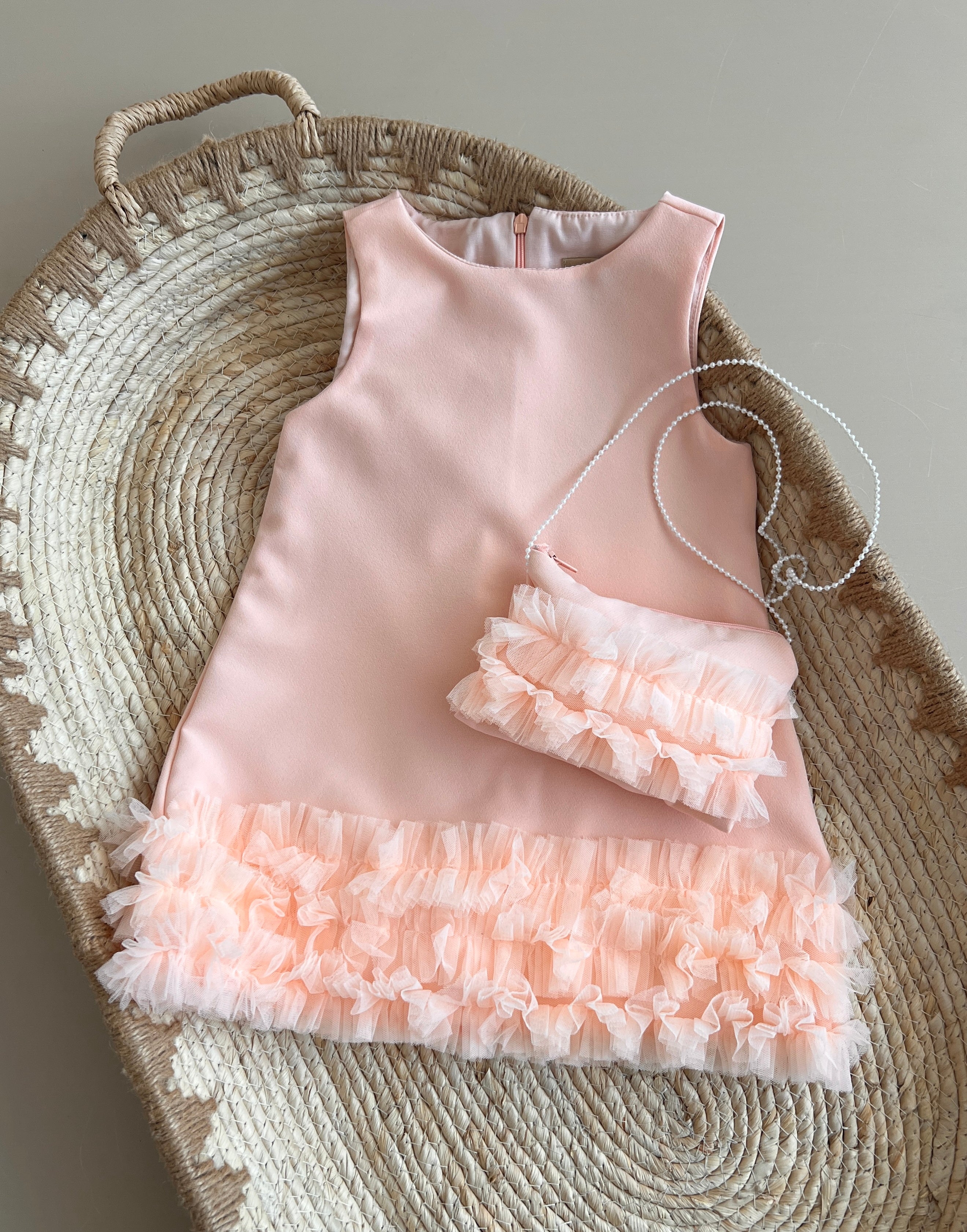 Fustan me Tyl - Peach Pink
