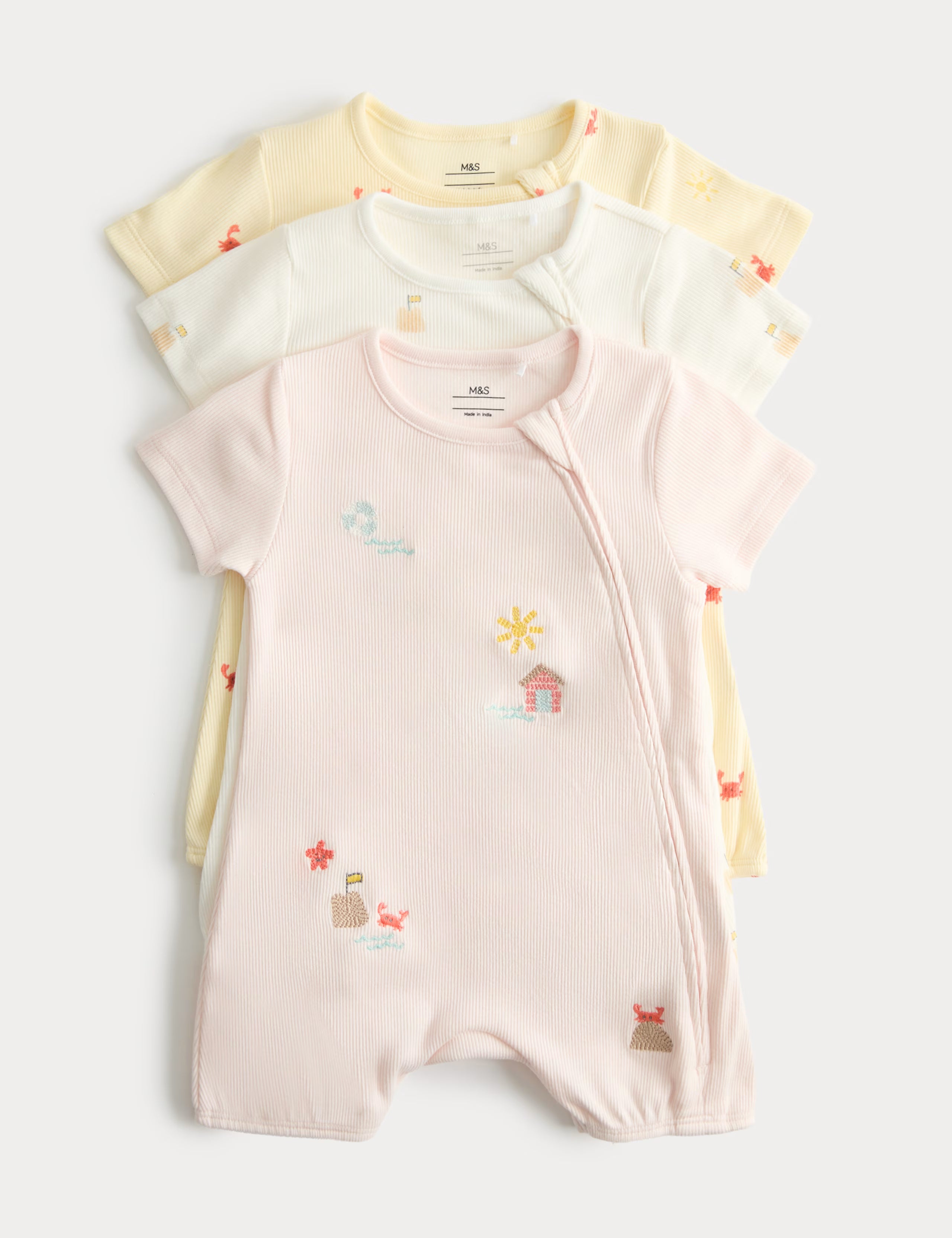 Set me 3 Romper - Roze, i bardhe, i verdhe