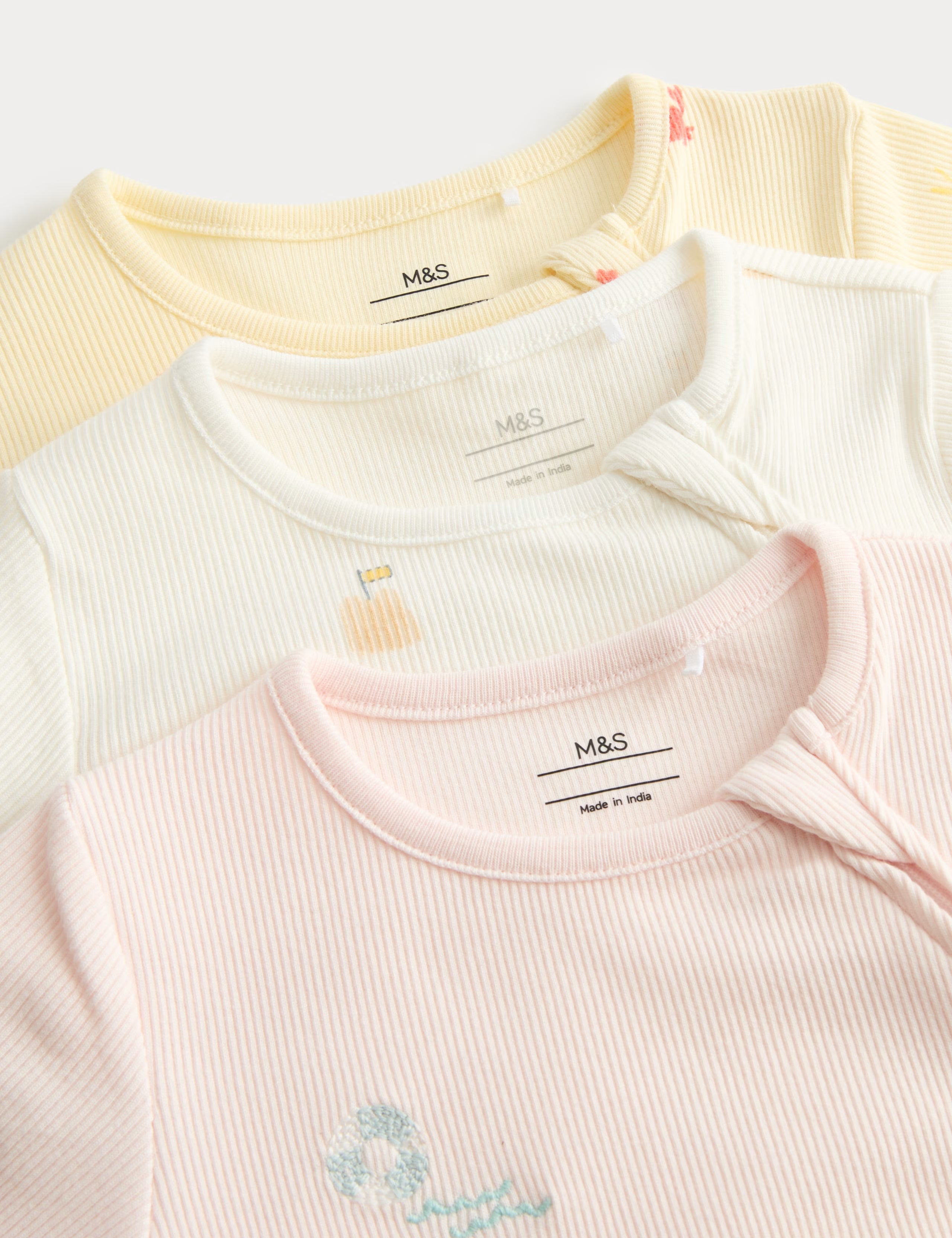 Set me 3 Romper - Roze, i bardhe, i verdhe