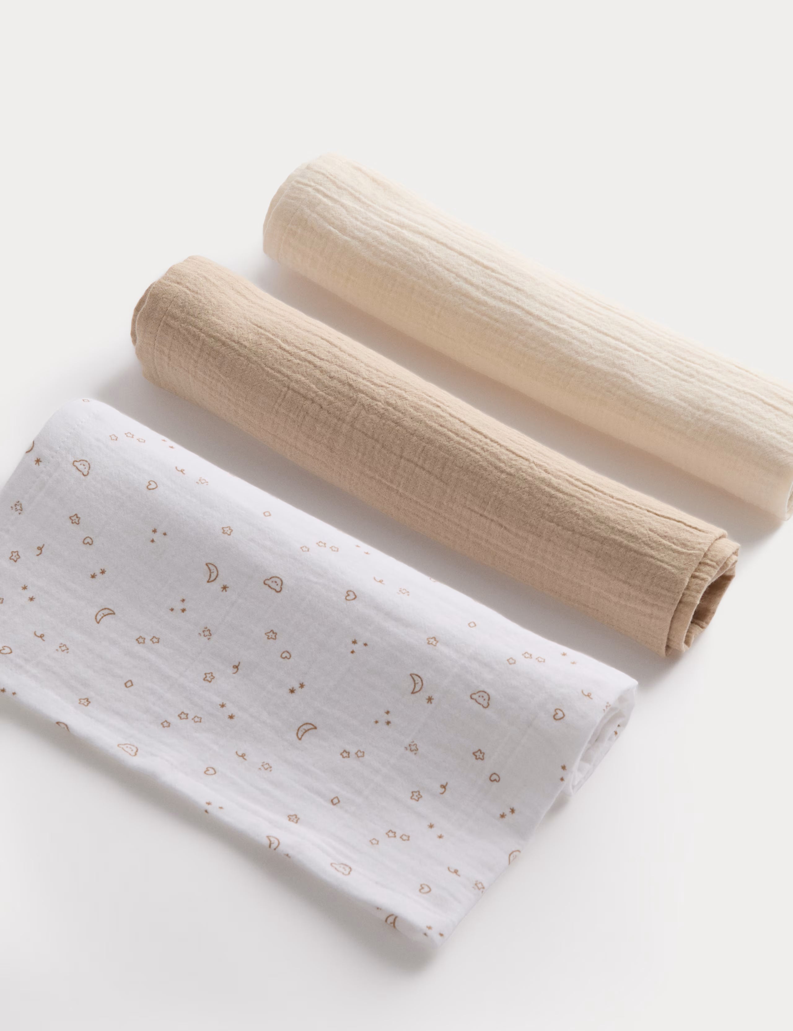 Set me 3 Napa Muslin 100% Pambuk (58x58 cm) – Bezhë & Krem