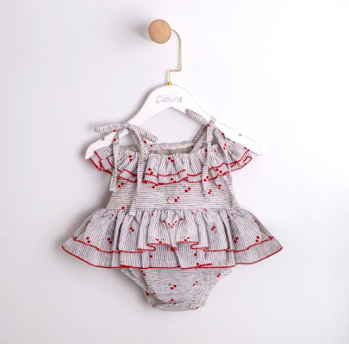 Fustan-Romper  "Cherry Soft Grey"
