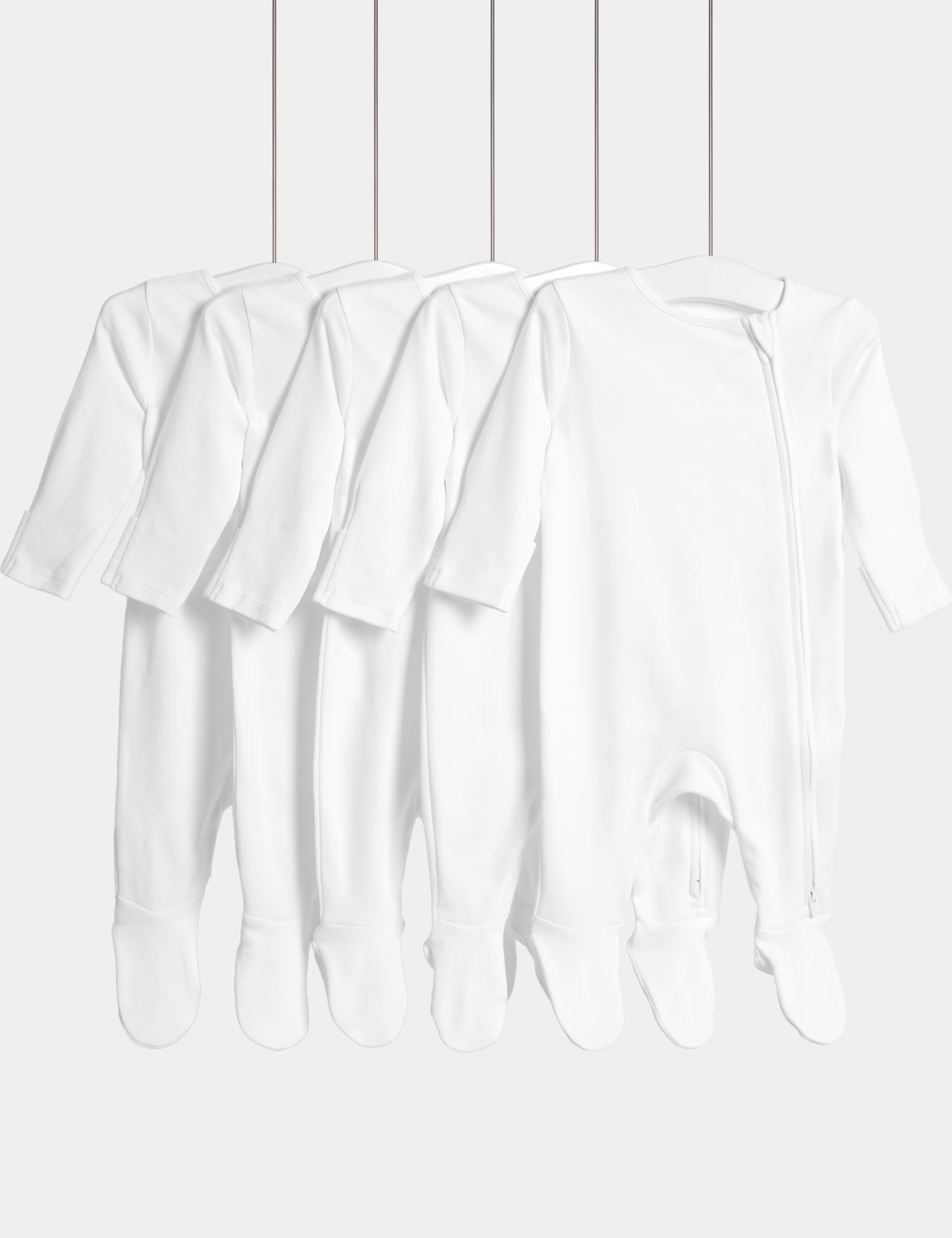 Set me 5 Tutina (Sleepsuits) – 100% Pambuk me Zinxhir te Bardha
