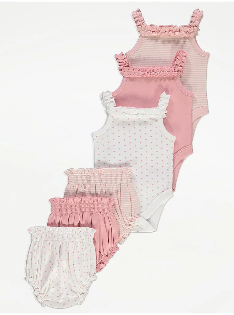Set me 3 Kostume "Pink Hearts" - Body & Mbathje