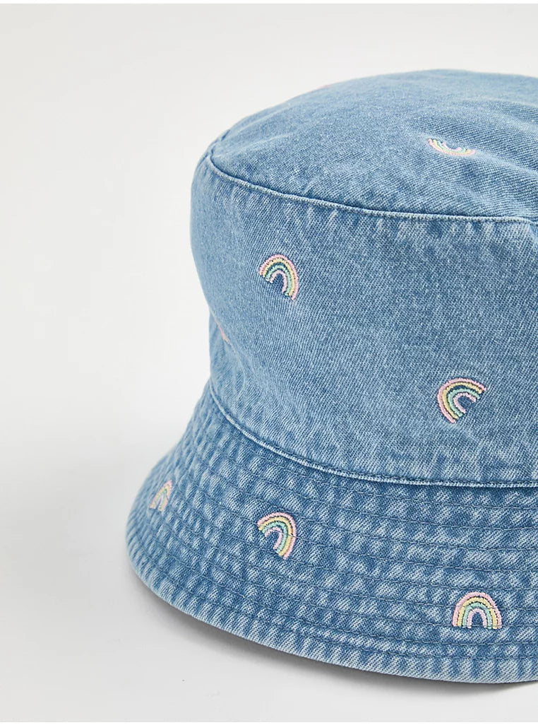 Set me 2 Kapele "Bucket" për Vajza - Denim me Ylbere & Rozë