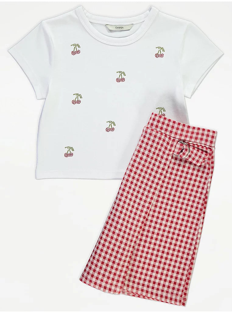 Kostum Triko & Fund Pantallon - "Cherry Gingham"