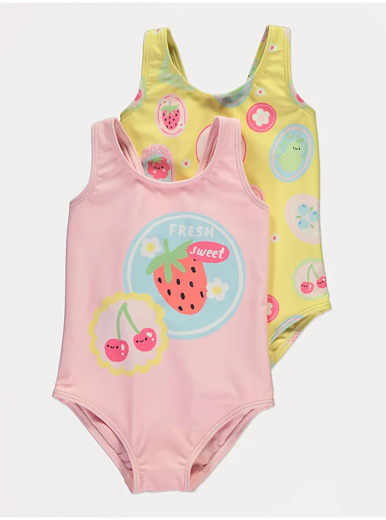 Set me 2 Body per Plazh - Roze & e Verdhe me Fruta