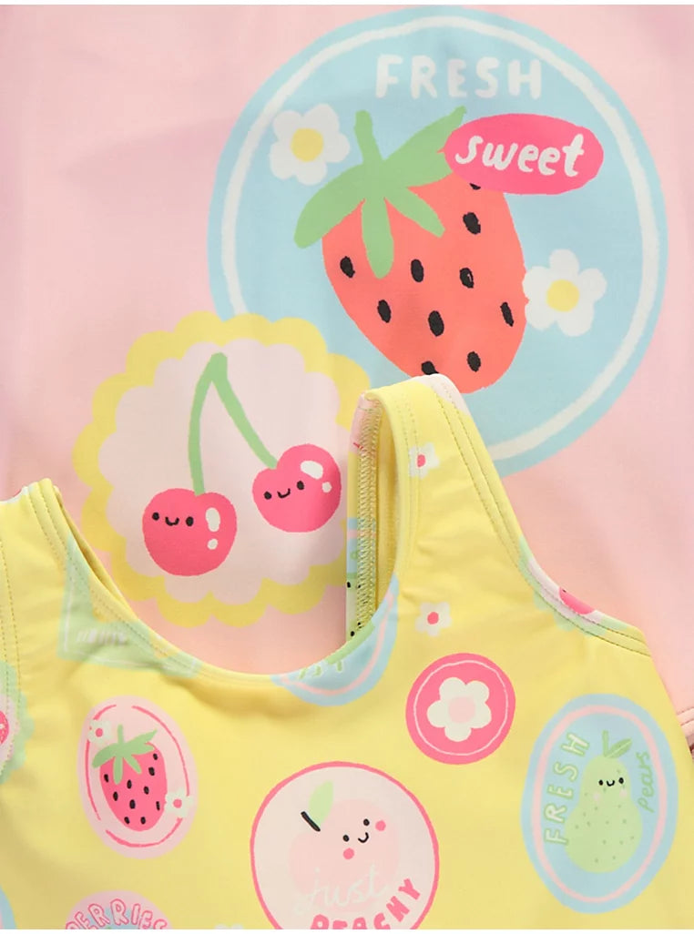 Set me 2 Body per Plazh - Roze & e Verdhe me Fruta