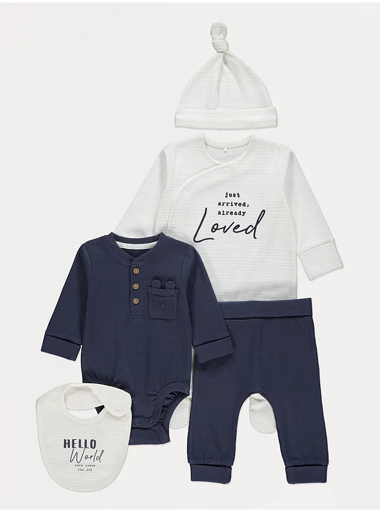 Set Materniteti Blu - "Hello World"