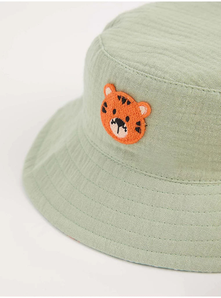 Set me 2 Kapele "Bucket" me Detaje Kafshësh - Green & Beige