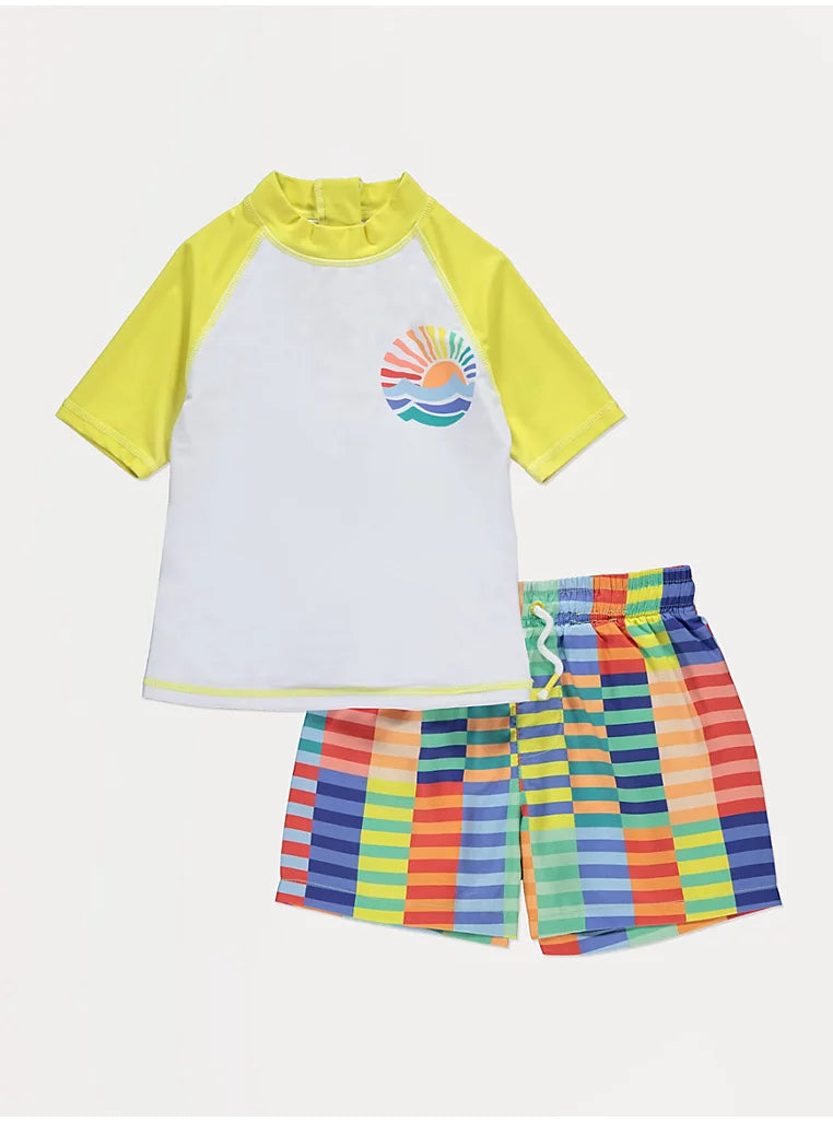 Kostum Plazhi me 2 Pjese "Sunny Waves" (Bluze Rashguard + Pantallona)