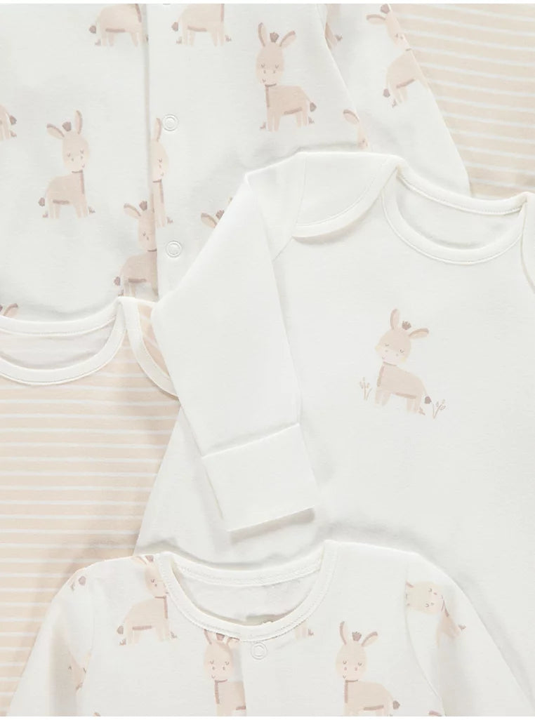 Set me 5 Tutina Neutrale - Donkey & Striped Design