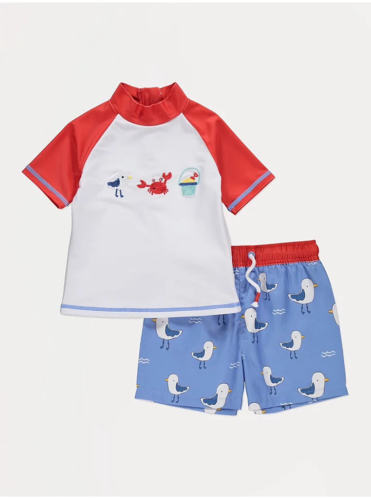 Kostum Plazhi "Seagull & Lobster" me Bluzë UV dhe Pantallona