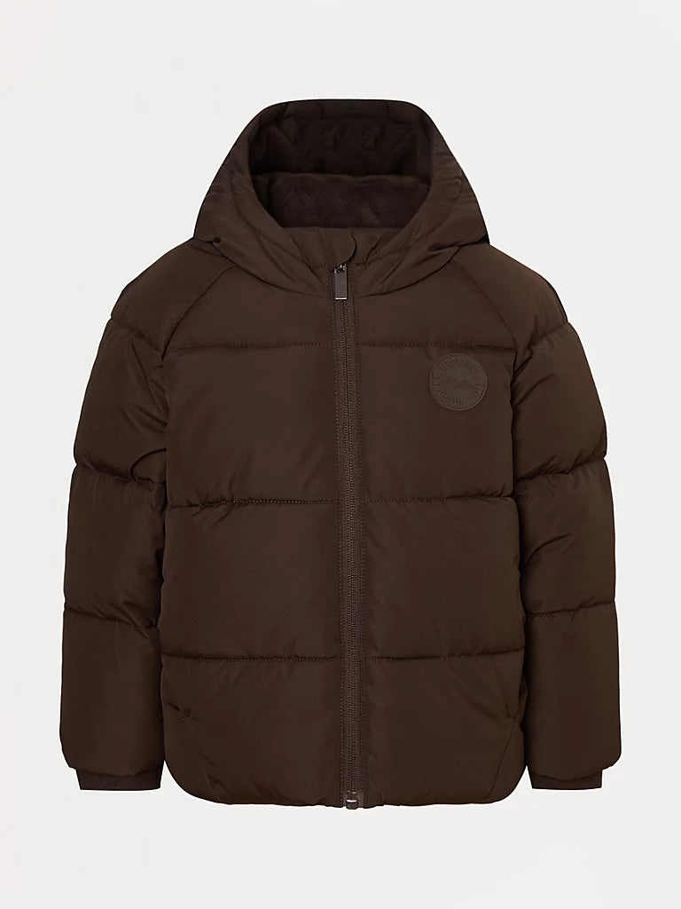 Xhup Puffer me Kapuc (Ngjyre Kafe)