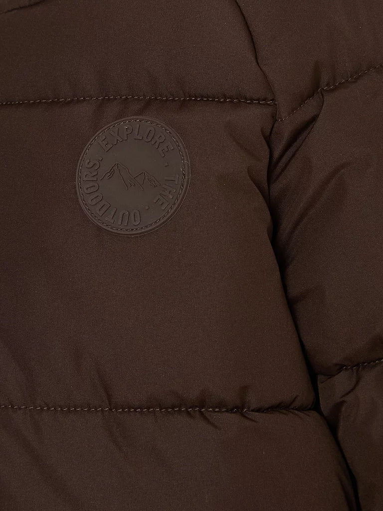 Xhup Puffer me Kapuc (Ngjyre Kafe)