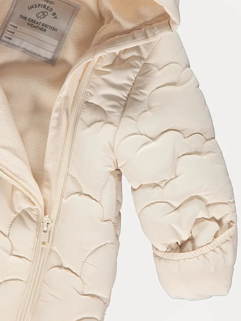 Snowsuit me Kapuc dhe Zinxhir te Dyfishte  – Krem