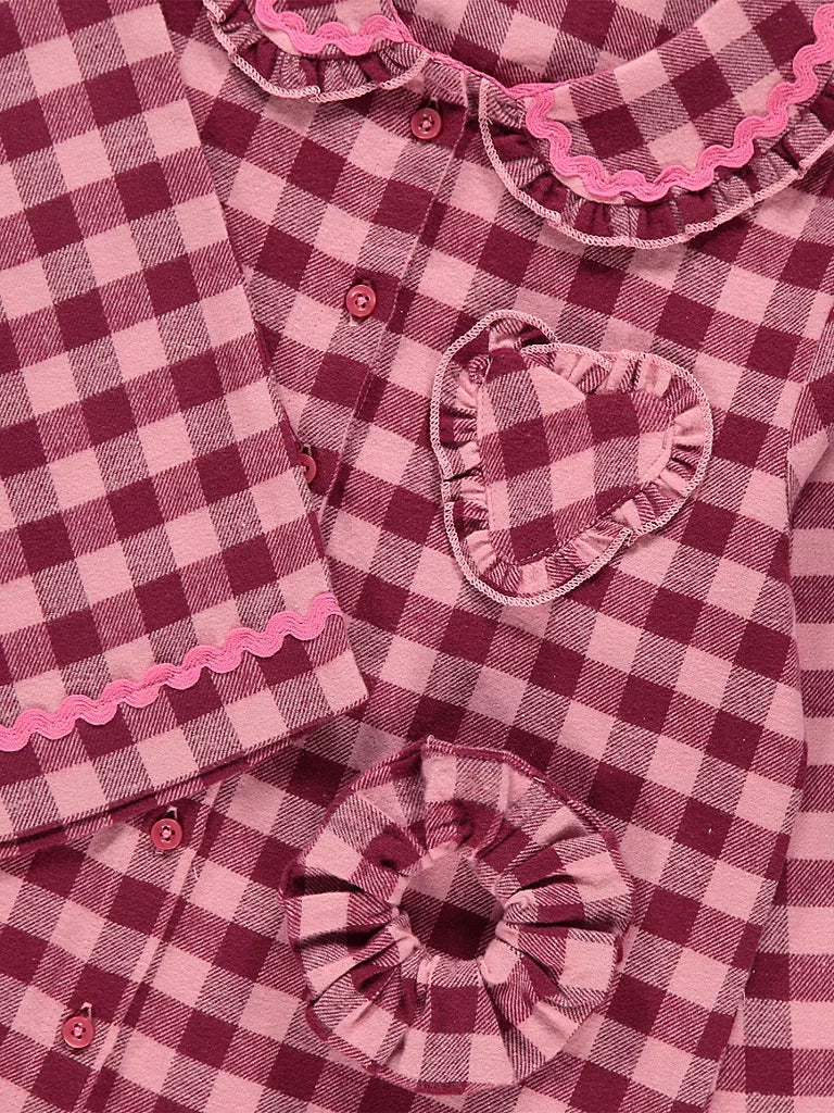 Pizhame dhe Lidhese Flokesh - Kuadrate Roze dhe Vishnje
