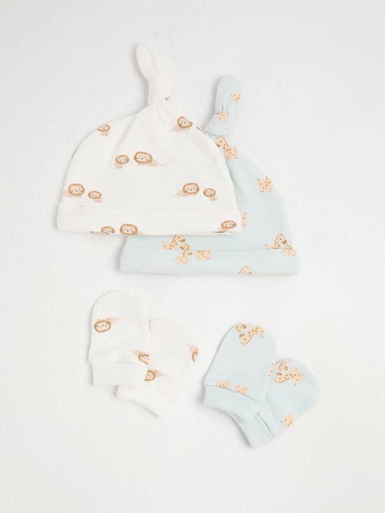 Set me 2 Kapuca dhe 2 Pale Doreza - Blu & Bardhe
