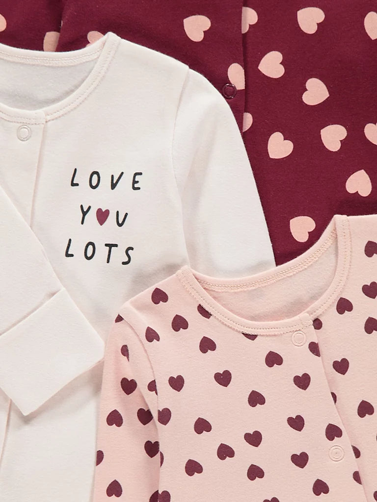 Set me 3 Tutina me Dizajn Zemrash - Burgundy Heart