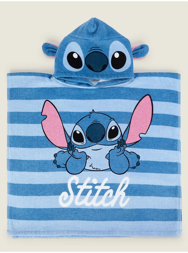 Poncho Plazhi me Kapuç "Stitch Blu"