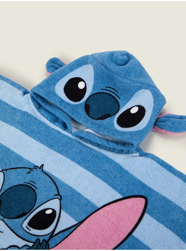 Poncho Plazhi me Kapuç "Stitch Blu"