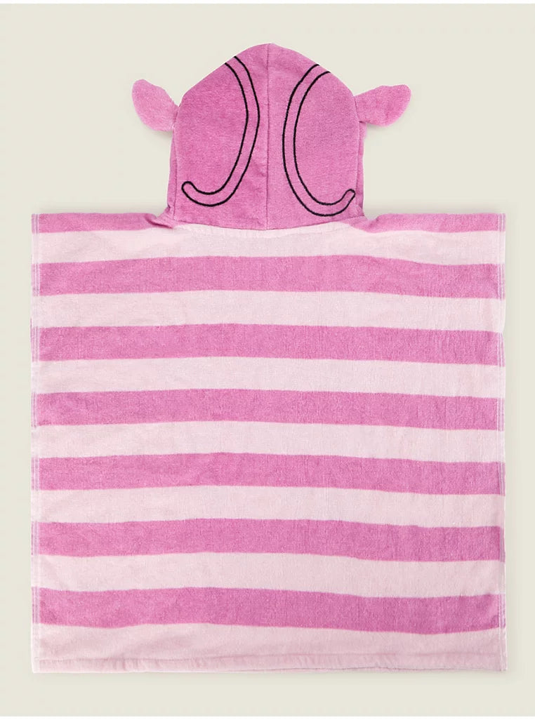 Poncho Plazhi me Kapuç "Stitch Roze"