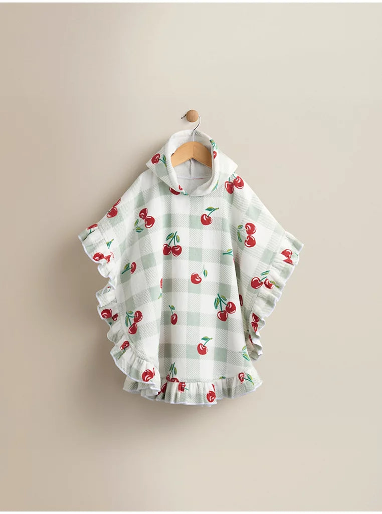 Poncho Plazhi me Kapuc me Qershi "Cherry"