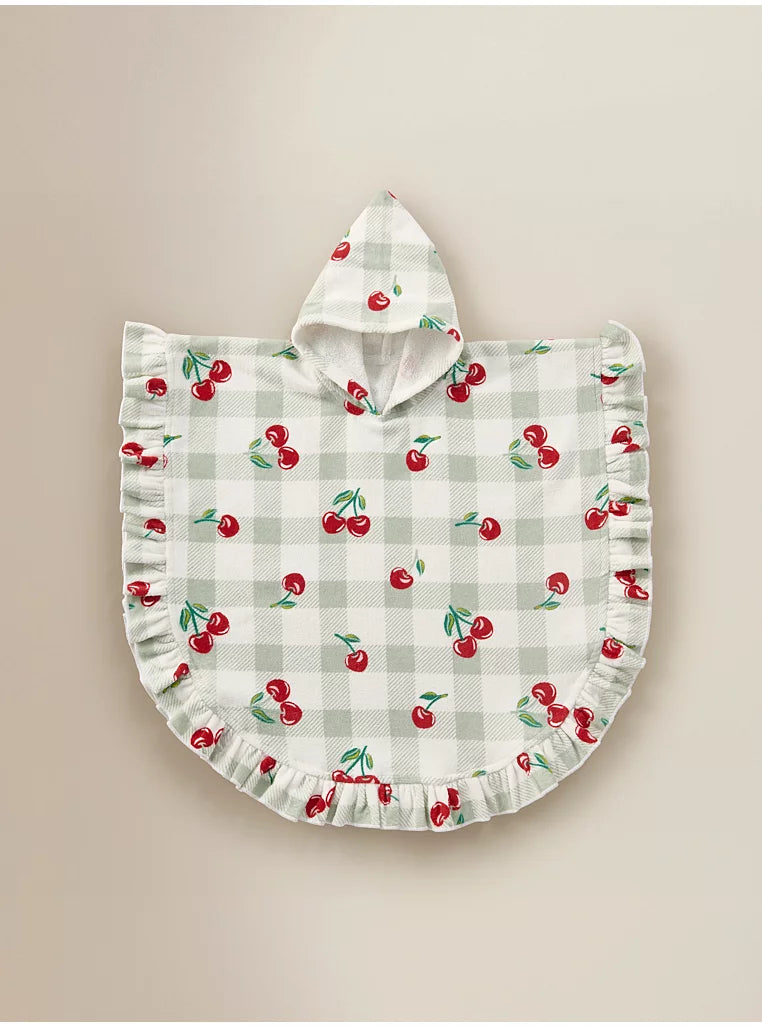 Poncho Plazhi me Kapuc me Qershi "Cherry"