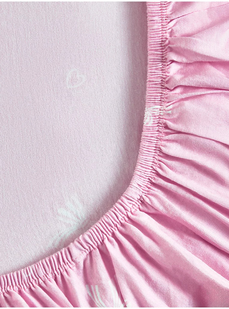 Set me 2 Çarçafe me Lastik per Krevat Bebi "Pink Bows"