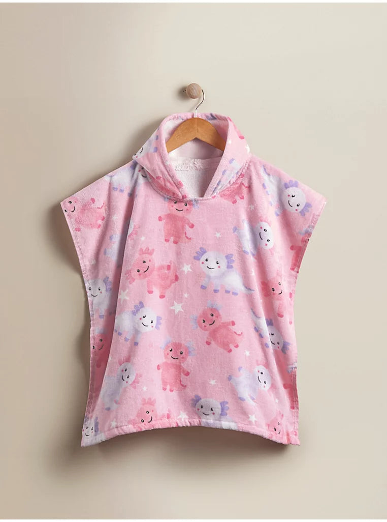 Poncho Plazhi me Kapuc Axolotl Printed 3-5 Vjec