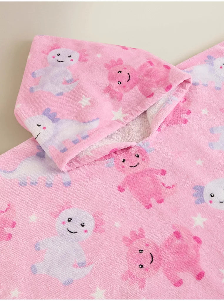 Poncho Plazhi me Kapuc Axolotl Printed 3-5 Vjec