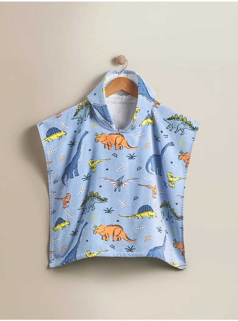 Poncho Plazhi me Kapuc "Blue Dino"