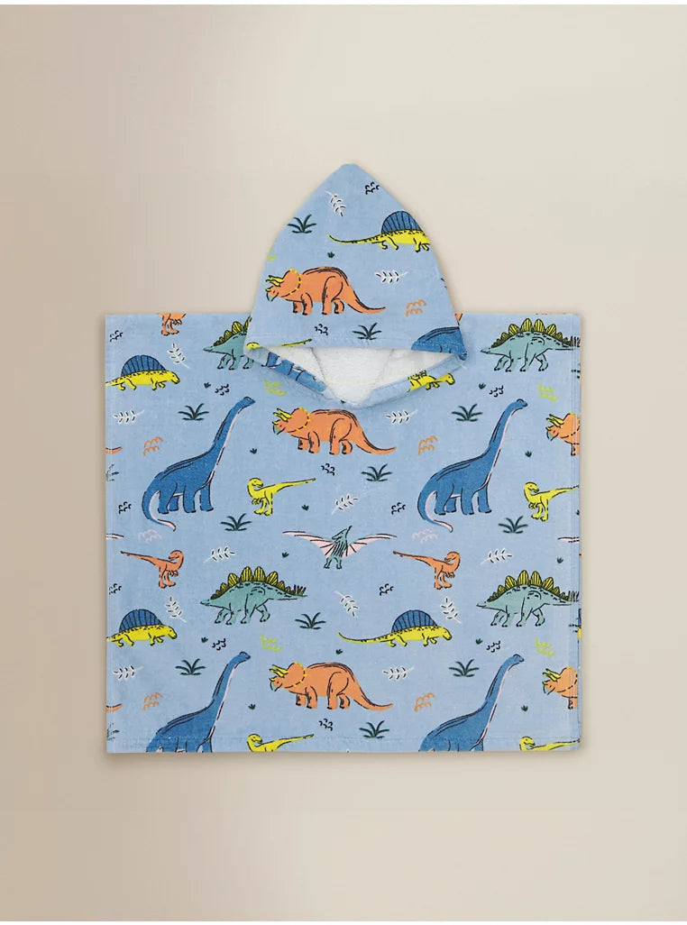 Poncho Plazhi me Kapuc "Blue Dino"