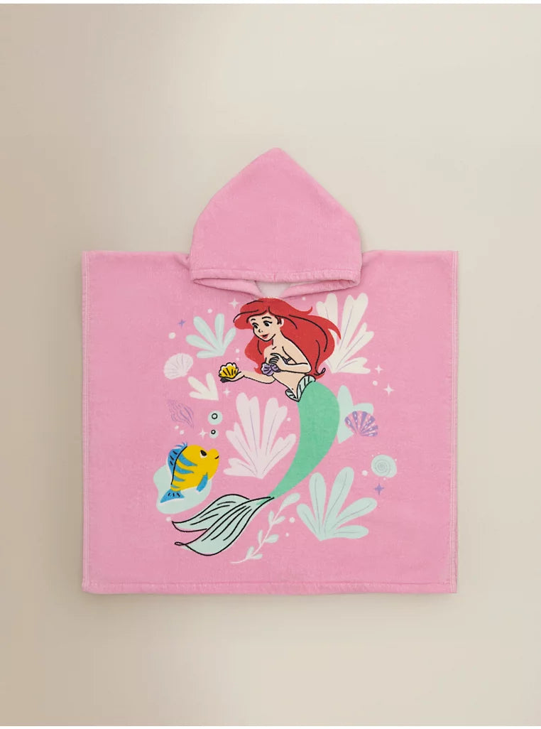 Poncho Plazhi me Kapuc Disney Little Mermaid Pink 2-3 Vjec