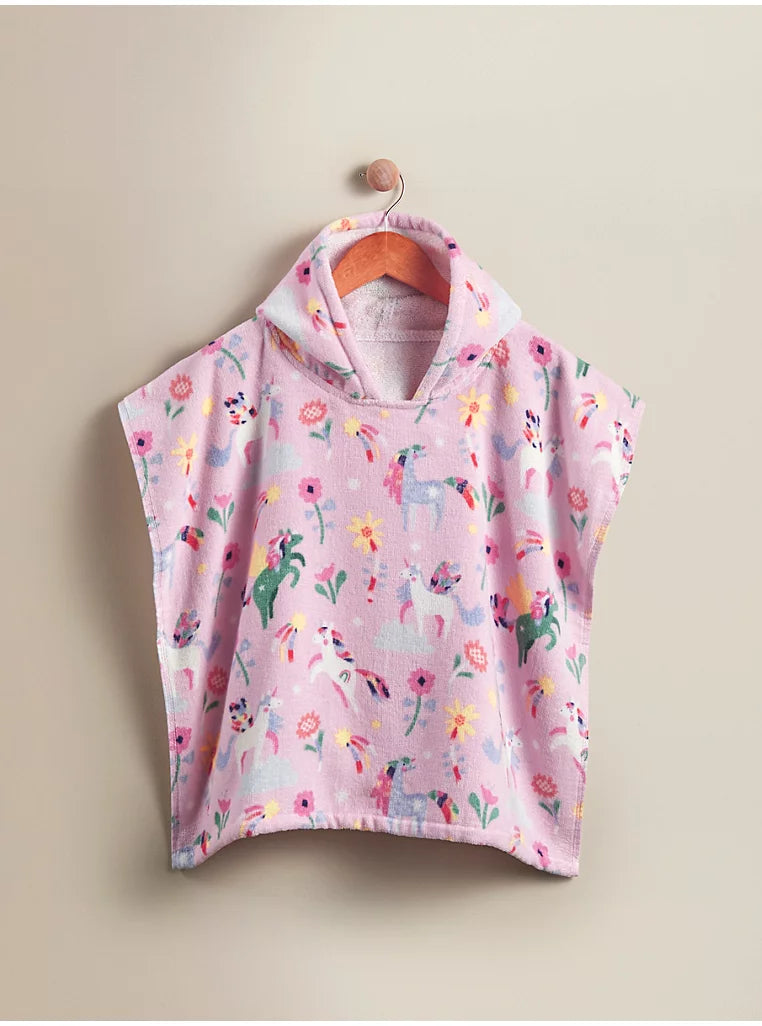 Poncho Plazhi me Kapuç Roze "Unicorn"