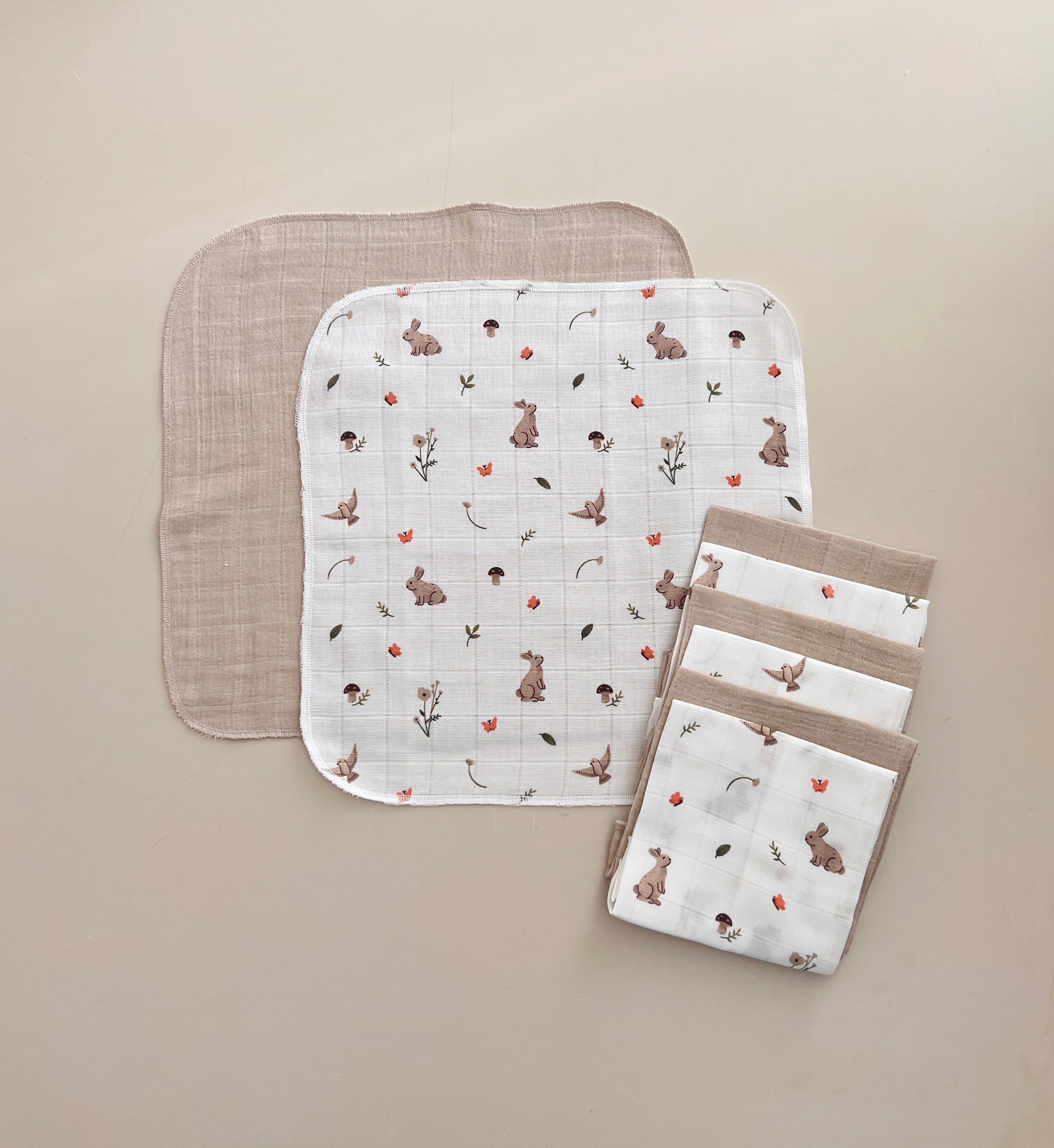 Set me 8 Napa Bebe (30x30 cm) – 100% Pambuk Muslin Grass Beige