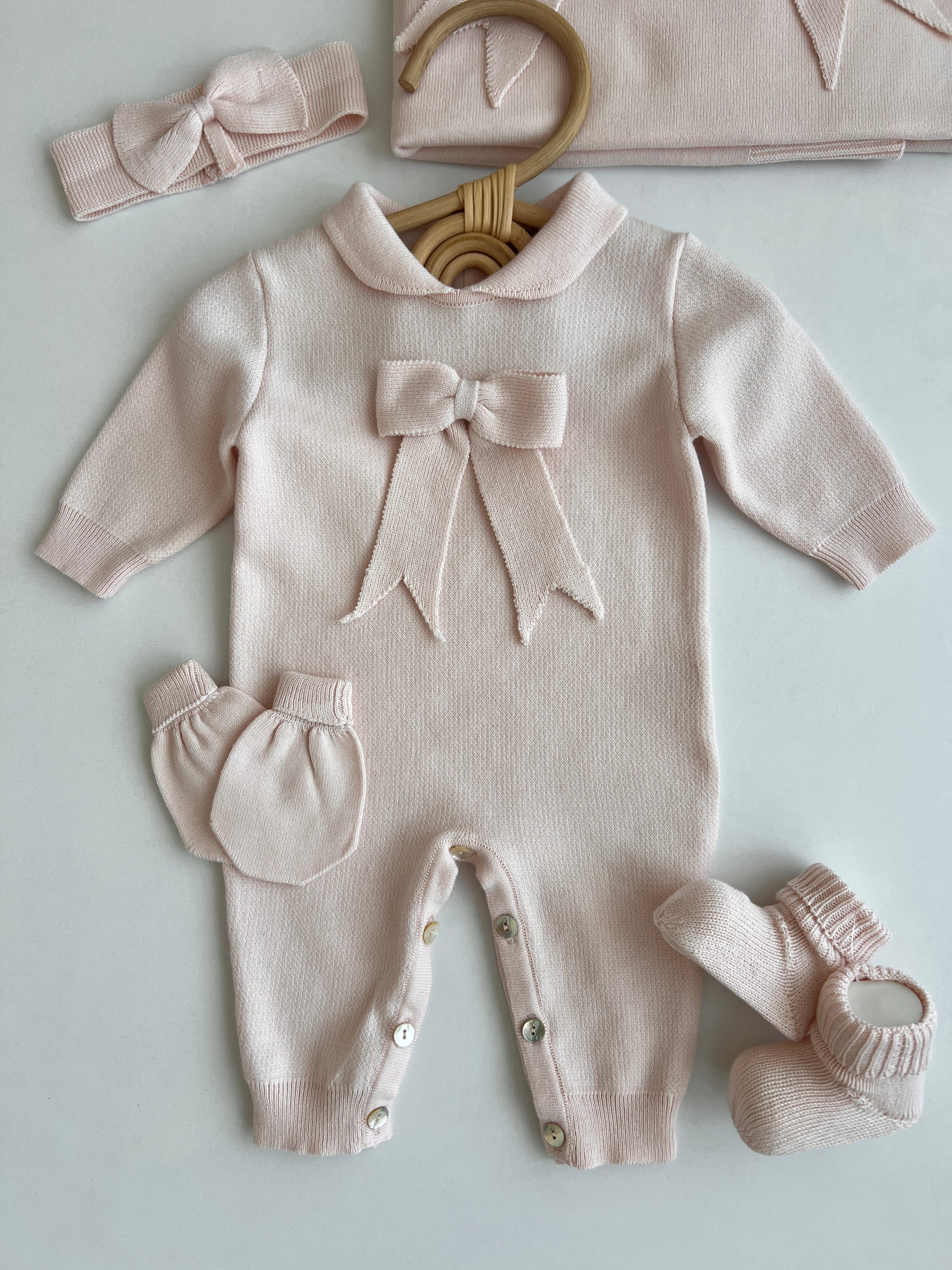 Set Materniteti me 5 Pjese me Thurje -Roze me fjongo
