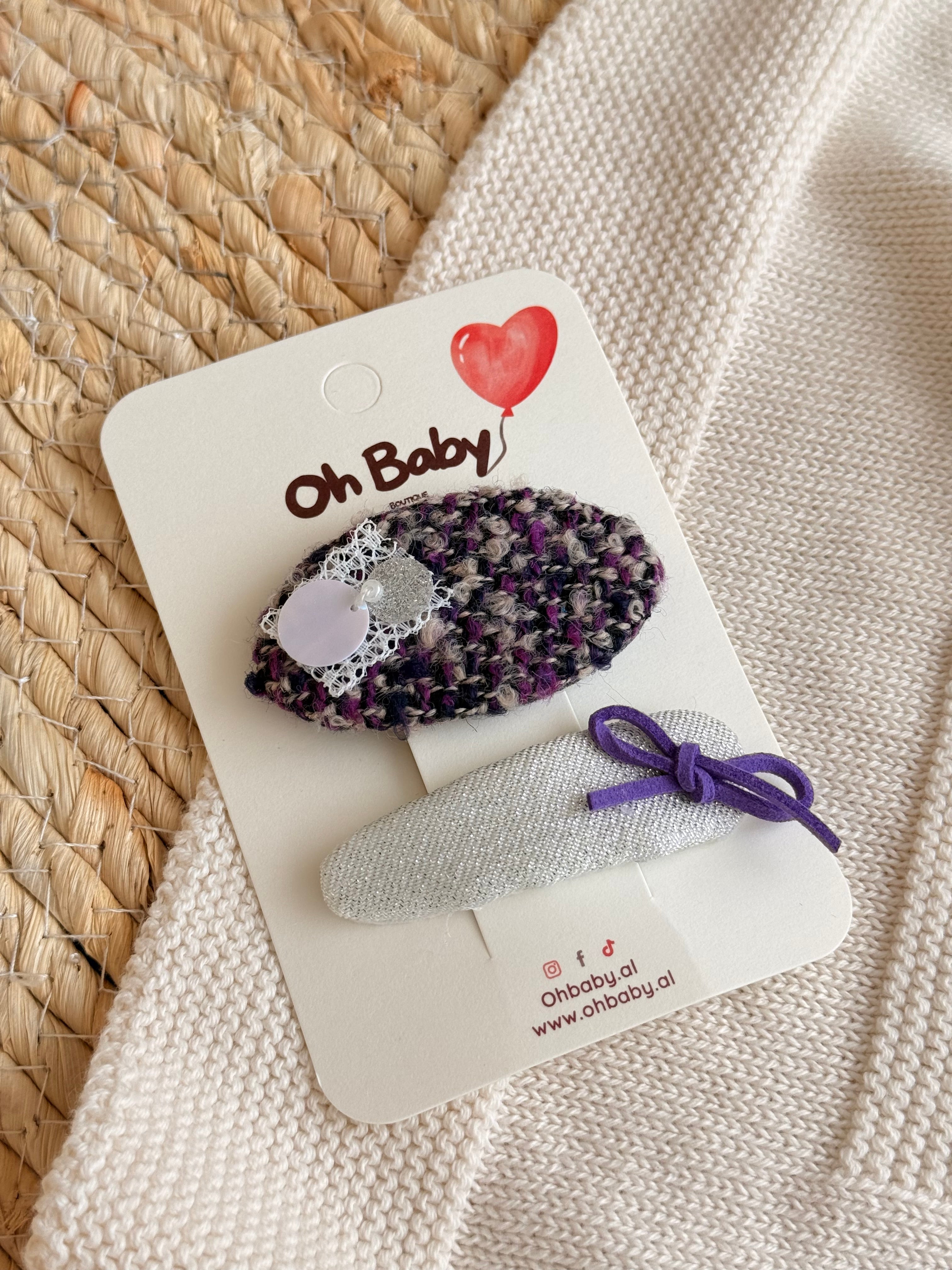 Set me 2 Kapese Flokesh – Teksture Tweed & Shkëlqim Argjendi