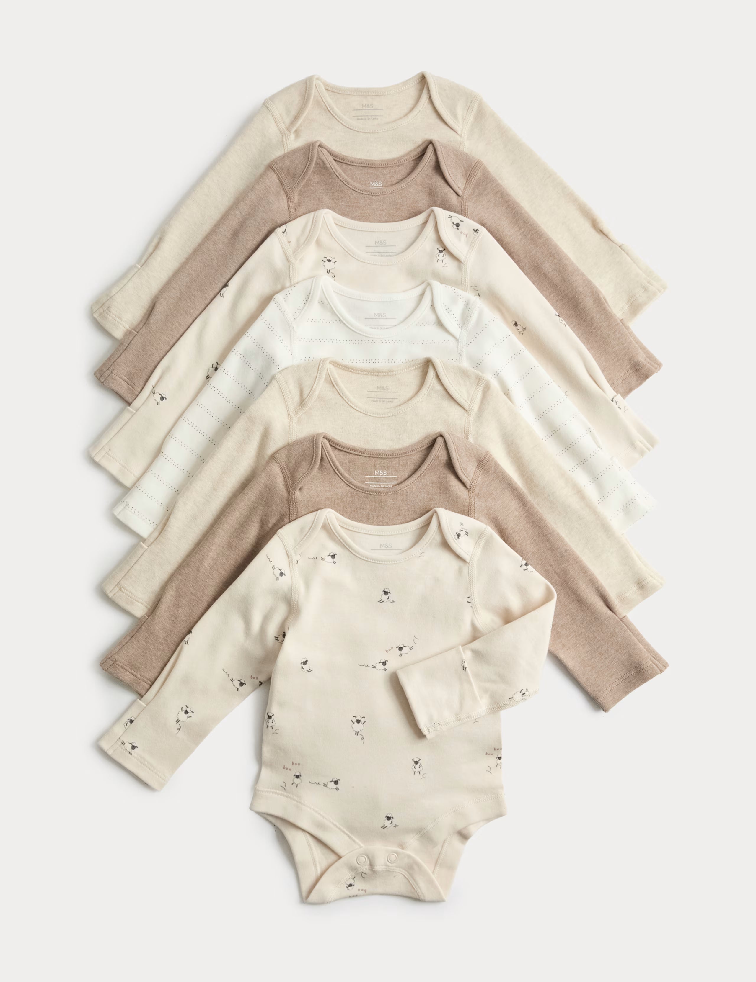 Set me 7 Body Pambuku me Menge te Gjata - "Earth Tones"